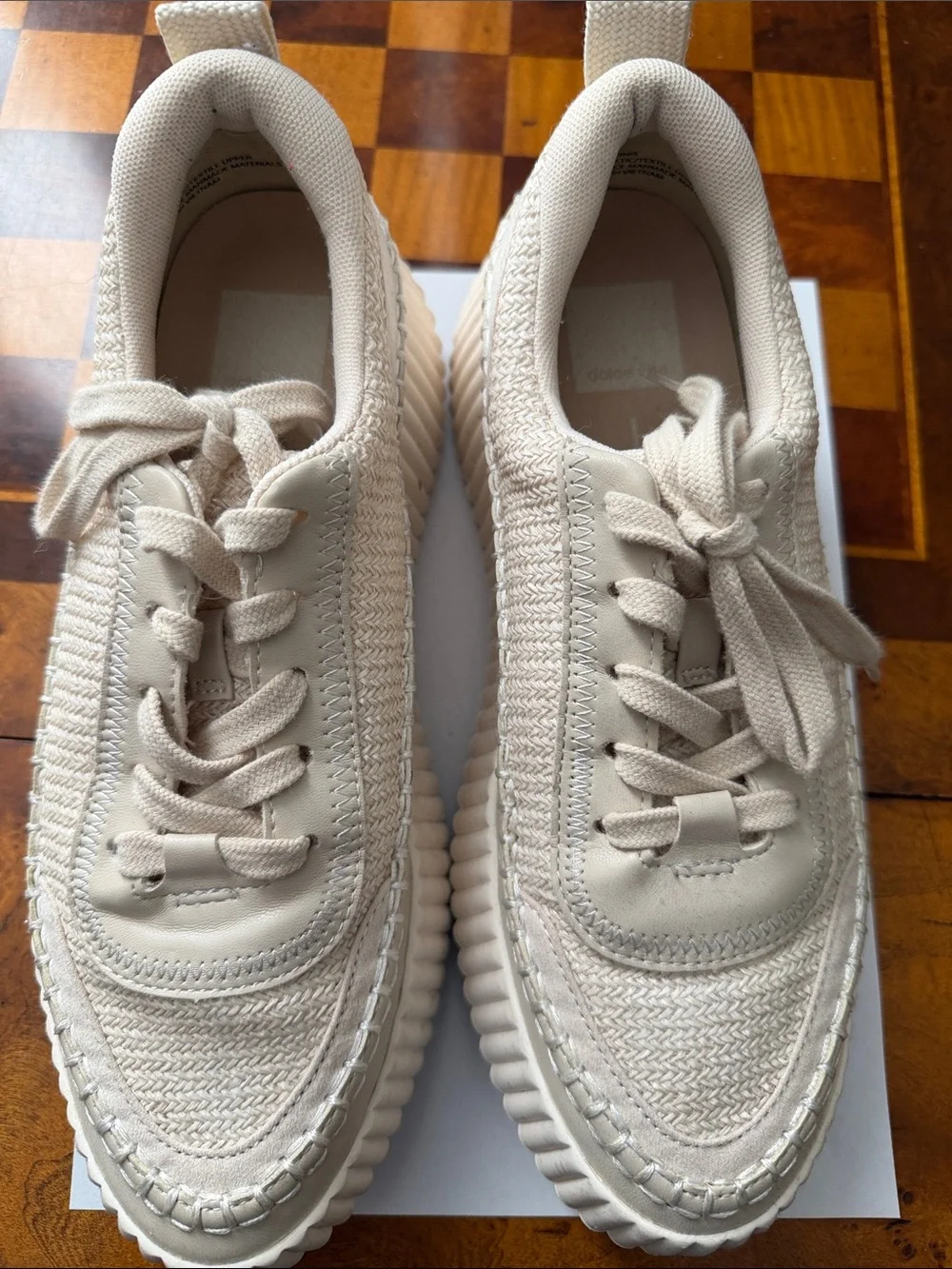 Dolce Vita Cream Platform Sneakers with Woven Upper